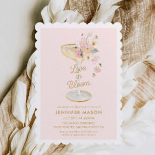 Invitación Amor en la ducha de novias de champán en flor