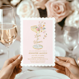 Invitación Amor en la ducha de novias de champán en flor
