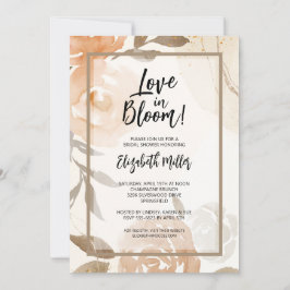 Invitación Amor en la ducha de novias florales en la pluma