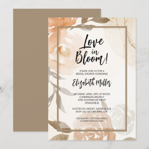 Invitación Amor en la ducha de novias florales en la pluma