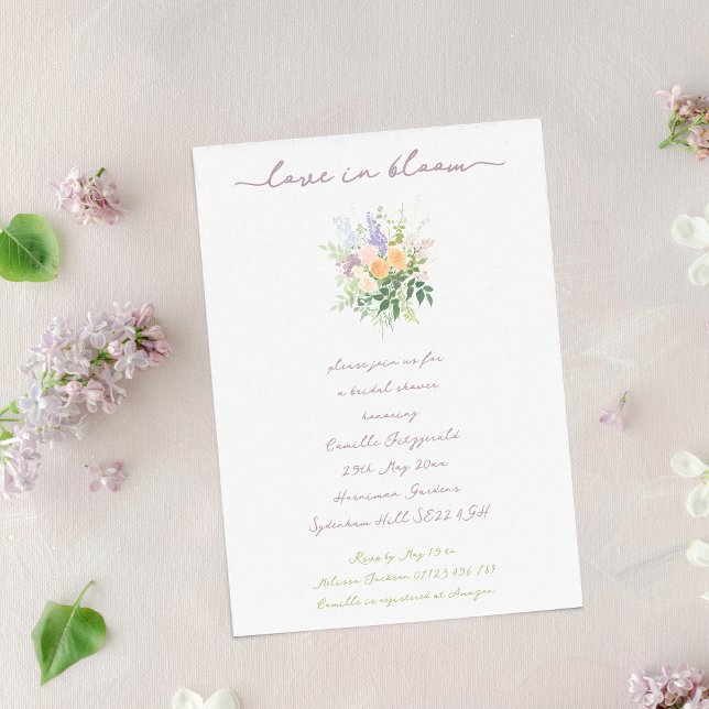 Invitación Amor en la ducha de novias Pastel manuscrito en fl (Subido por el creador)