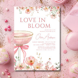 Invitación Amor en la flor Champagne, ducha de novias de vaca