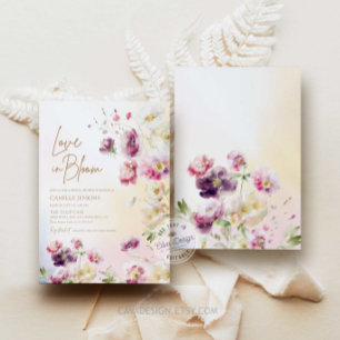 Invitación Amor en la flor floral de la flor de la flor de la