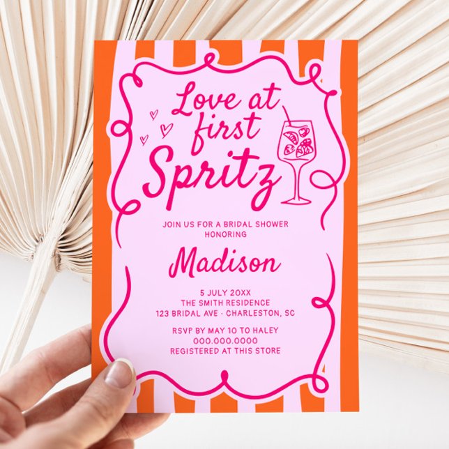 Invitación Amor En La Primera Ducha De Novias De Naranja Rosa (Subido por el creador)