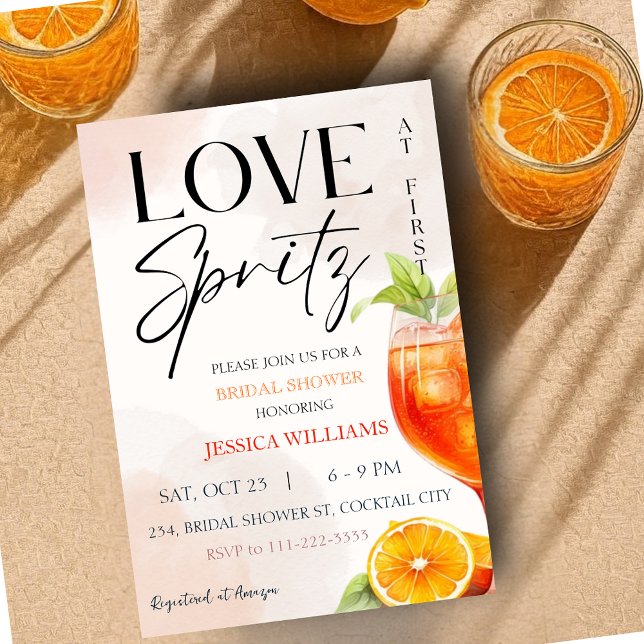 Invitación Amor en la primera ducha de novias en Spritz (Love at First Spritz Bridal Shower Invitation)