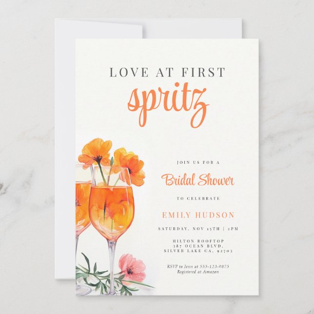 Invitación Amor en la primera ducha de novias en Spritz (Anverso)