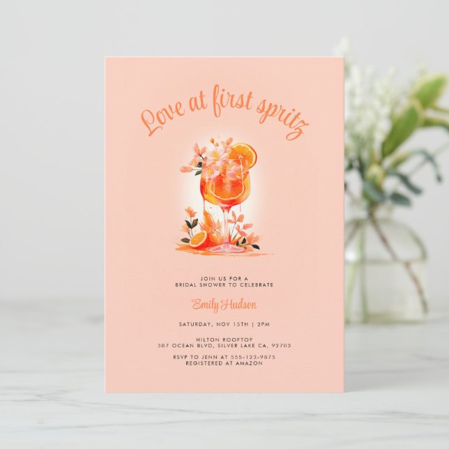 Invitación Amor en la primera ducha de novias en Spritz (Anverso de pie)