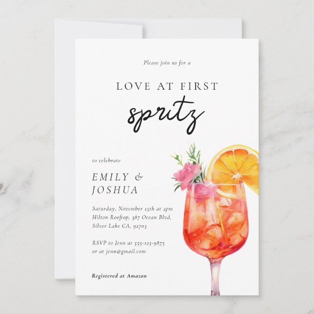 Invitación Amor en la primera ducha Spritz Parejas (Anverso)