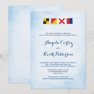 Invitación AMOR en las banderas de señal náutica Nube Azul