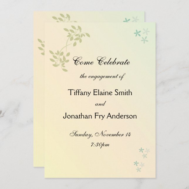 Invitación Amor en Laurels Compromiso Texto grande (Anverso / Reverso)