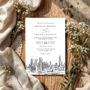 Invitación Amor en Nueva York Código QR de Boda Moderno Elega