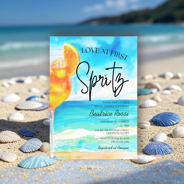 Invitación Amor en primera ducha espritz Amalfi (Love at First Spritz Bridal Shower Invitation)