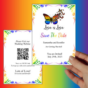 Invitación Amor es amor Tema arcoiris Salven carta de fecha