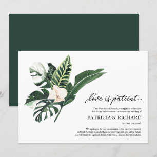 Invitación Amor Es Paciente Postponement De Boda Tropical