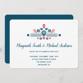 Invitación Amor escandinavo en rojo y azul | BODA