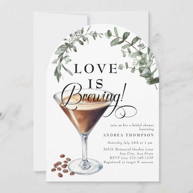 Invitación Amor | Espresso | Martini | Ducha de novia (Anverso)