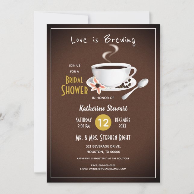 Invitación Amor está preparando café nupcial (Anverso)