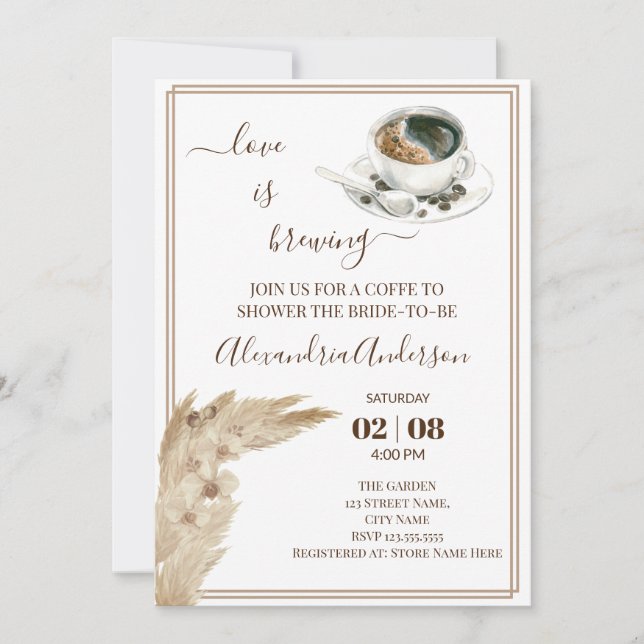 Invitación Amor Está Preparando Ducha De Novias Pampa Grass I (Anverso)