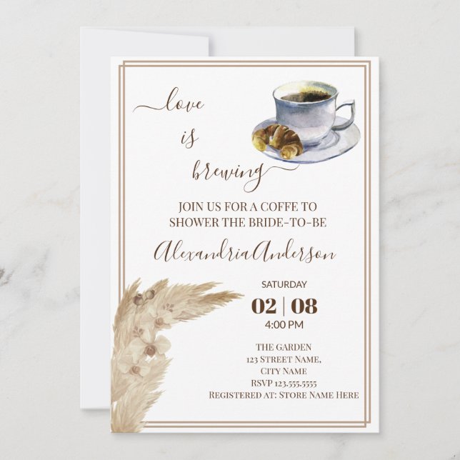 Invitación Amor Está Preparando Ducha De Novias Pampa Grass I (Anverso)