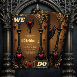 Invitación Amor eterno a la sombra de la oscuridad gótica.