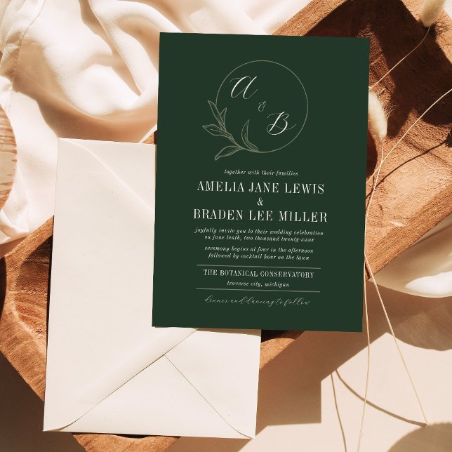 Invitación Amor Eterno | Boda Corona de Verde Profundo (Subido por el creador)