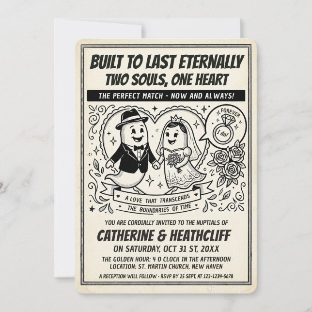 Invitación Amor Eterno - Esquelas de Bodas de Fantasmas Boda (Anverso)