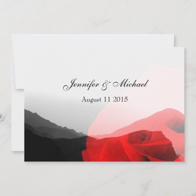 Invitación Amor eterno/Montañas y Boda Rosa Roja (Anverso)