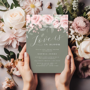 Invitación Amor Floral en Flor Rosa Salvia Despedida de Solte