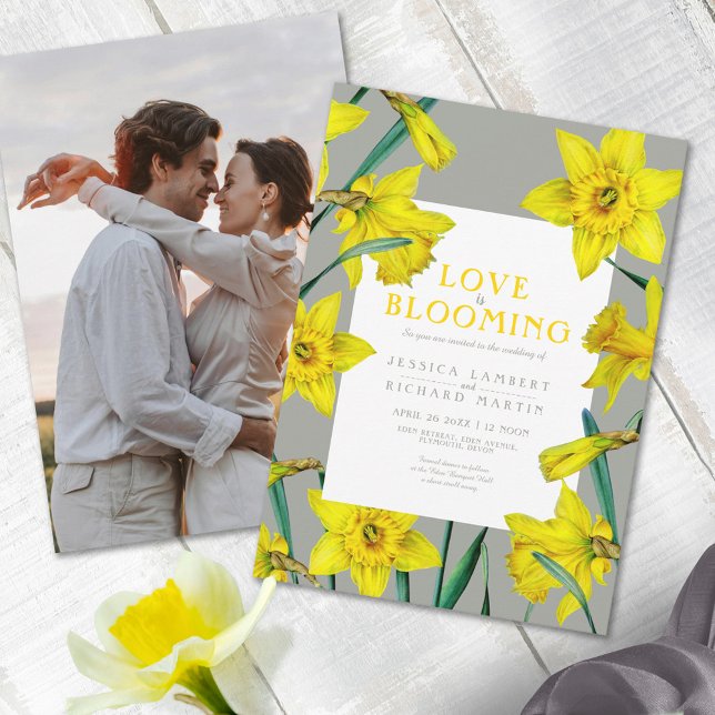 Invitación Amor floreciente foto amarilla de boda primavera (Subido por el creador)