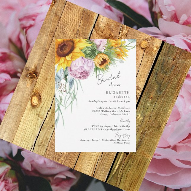 Invitación Amor floreciente Sunflower Peonies Bridal Shower I (Subido por el creador)