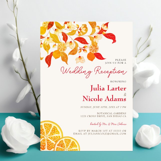 Invitación Amor Fresco a Limón Recepción de Boda con Follaje  (Subido por el creador)