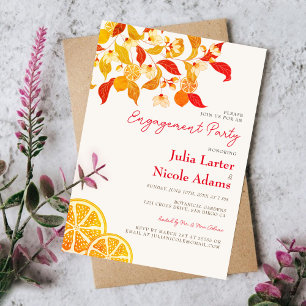 Invitación Amor fresco de limón follaje de cítricos cena de e
