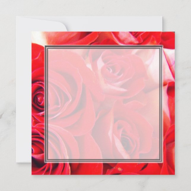 Invitación Amor las flores rojas rojas boda en blanco, fiesta (Anverso)