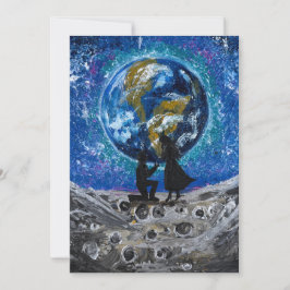 Invitación Amor más allá de la luna - obra de arte hecha a ma