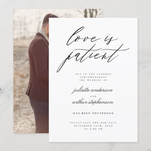 Invitación Amor Minimalista Es Paciente Aplazamiento de Boda