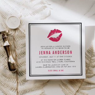Invitación Amor moderno   Ducha de lencería de besos rosados