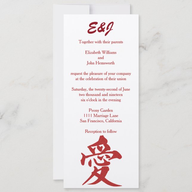 Invitación "Amor moderno" en la boda roja del purpurina (Anverso)