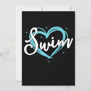 Invitación Amor Natación Equipo De Natación Heart Lover Blue 