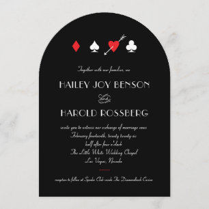 Invitación Amor Negro Golpeado Vintage Boda de Casino de Las