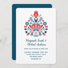 Invitación Amor nórdico en rojo y azul | BODA