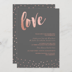 Invitación Amor Oro y gris Rosa Boda