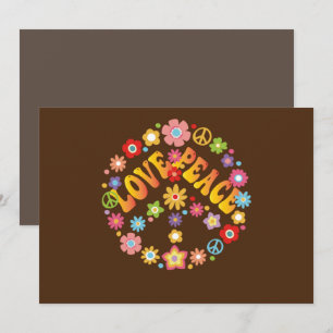 Invitación AMOR PAZ LIBERTAD 60s 70s Tie Dye Antiguo Hippie