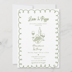 Invitación Amor & Pizza   Fiesta de parejas caprichosa