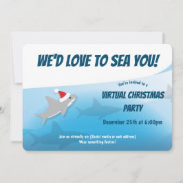 Invitación Amor por el mar: Tiburón, Fiesta de Navidades virt