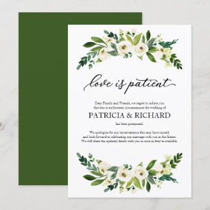 Invitación Amor por el Verde Es Paciente Aplazamiento de Boda