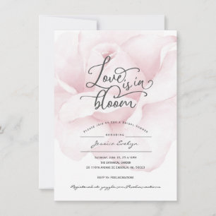 Invitación amor por la moda en flor, rosa de escritura caligr