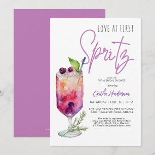 Invitación Amor Púrpura Moderno En La Primera Ducha Bridal Sp
