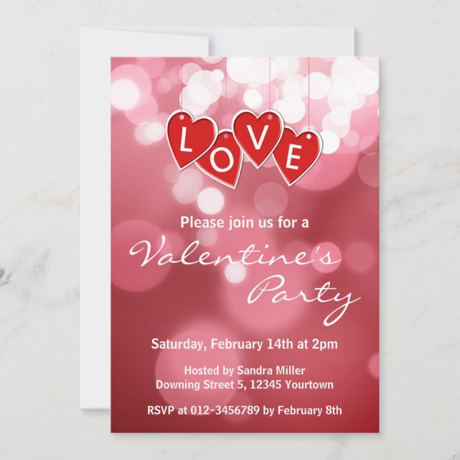 Invitación Amor que deja los corazones rojos (Anverso)