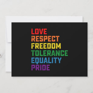 Invitación Amor Respeto Libertad Tolerancia Igualdad Orgullo