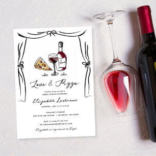 Invitación Amor retro y ducha de novias con pizza